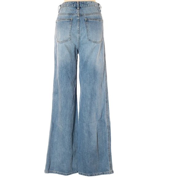 Nasty Girl High Rise Wide Leg Button Up Denim Flared Jeans - Picture 2 of 9